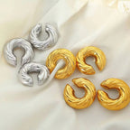 JEWELRY French Ear Bone Clip Stainless Steel Textured Gold Plated Earrings for Women My Store