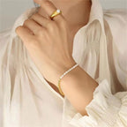 Fashion Jewelry Freshwater Pearl OT Buckle Bracelet Stainless Steel 18K Gold Plated Bracelet Women My Store