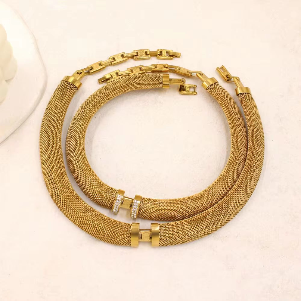 Luxury Chunky Mesh Stainless Steel Choker Necklace Fashion Women'S PVD Plated Gold Silver Color Jewelry Waterproof My Store