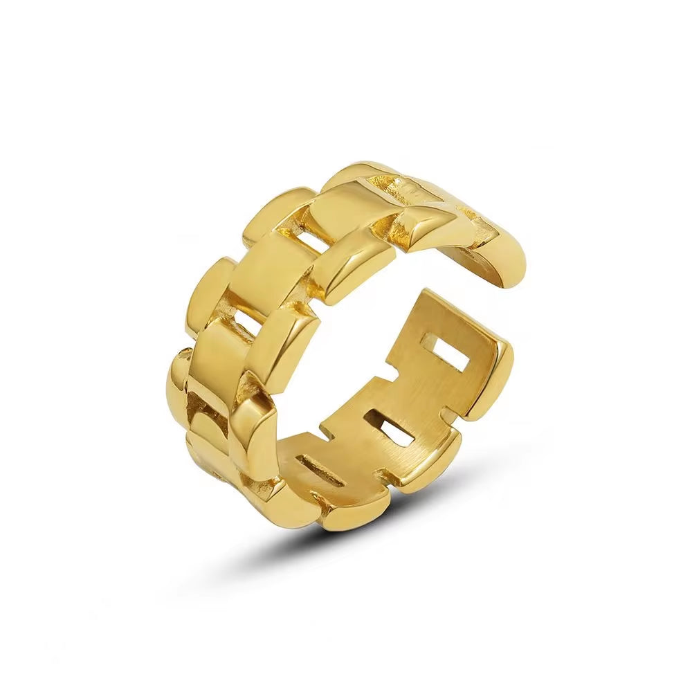 Tongling Stainless Steel High Texture Watch Chain Ring 18K Gold Ladies Index Finger Rings Titanium Jewelry My Store