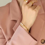 Stainless Steel Beaded Elegant Splicing 18K Gold Plated Pearl Figaro Chain Bracelet My Store