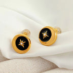 JEWELRY EH290 Wholesale Lace Disc Off-Center Black Oil Drip Mansion Fashion Simple Gold Plated Earrings My Store