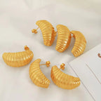 JEWELRY EH194 Best Selling Multi-Layer Pleated Openwork Striped Textured Stainless Steel Earrings Jewellery My Store