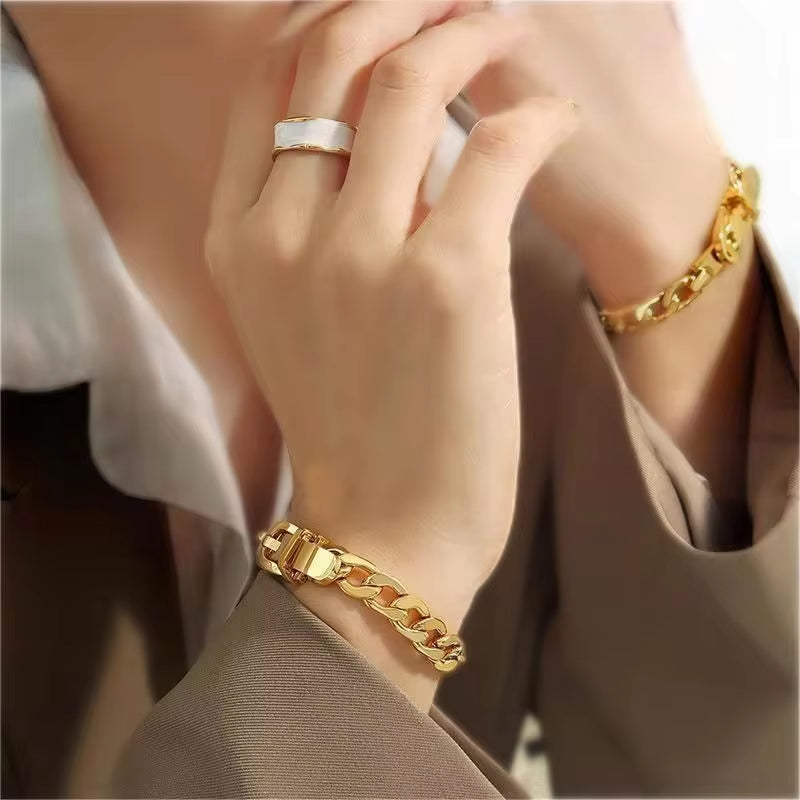 Titanium Steel Strap Chains Punk Stainless Steel Cuban Chains Belt Buckle Bracelet My Store