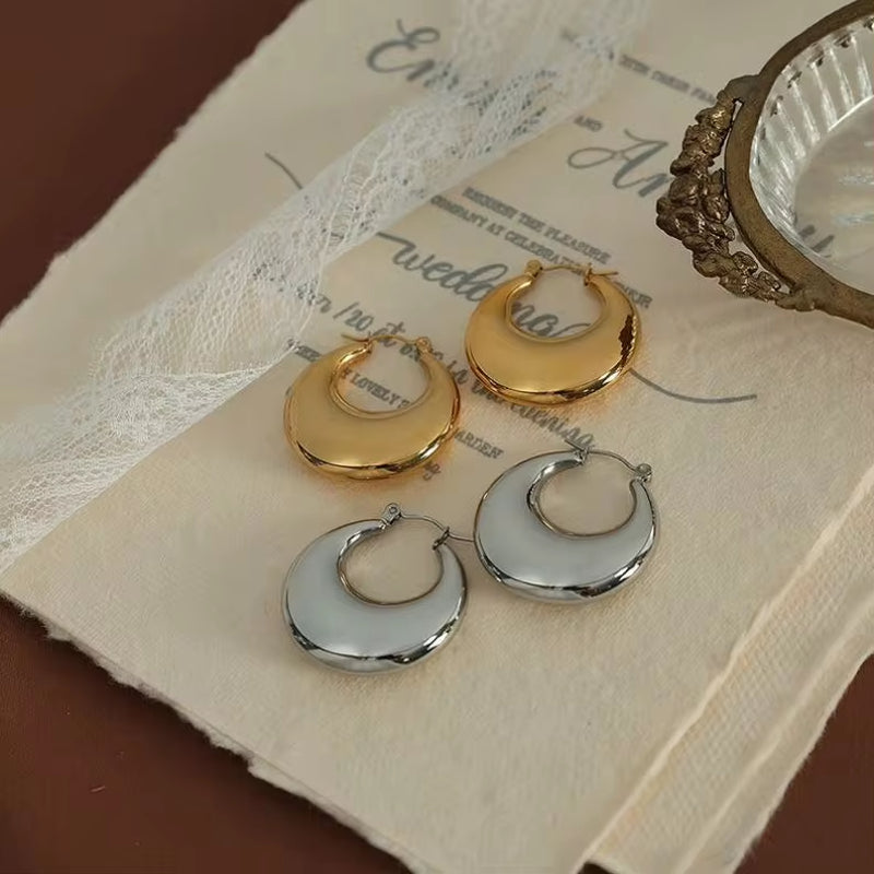 JEWELRY EH24-EH25 French High Quality Earrings Glossy Stainless Steel 18K Gold Plated Earrings Wholesale My Store