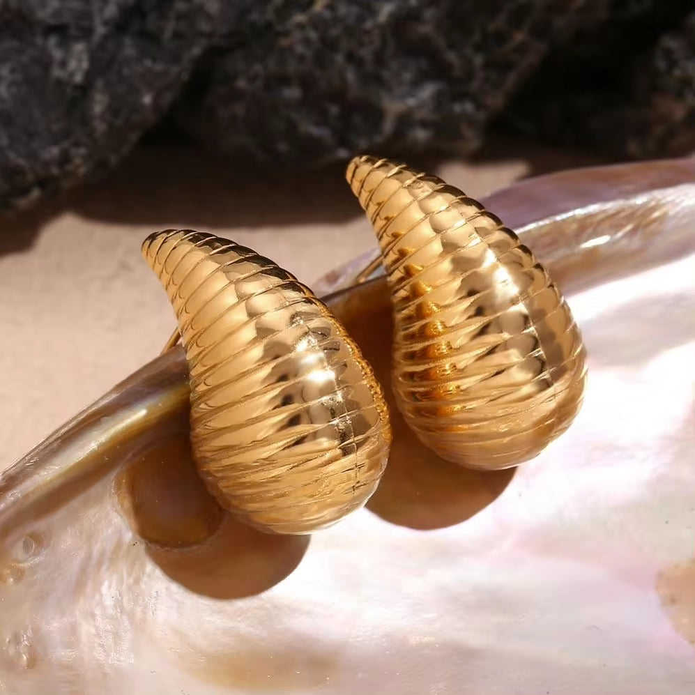 Spring Fashion Medium Hollow Water Drop Stud Earrings 18K Gold Plated Stainless Steel Jewelry Gift for Women My Store