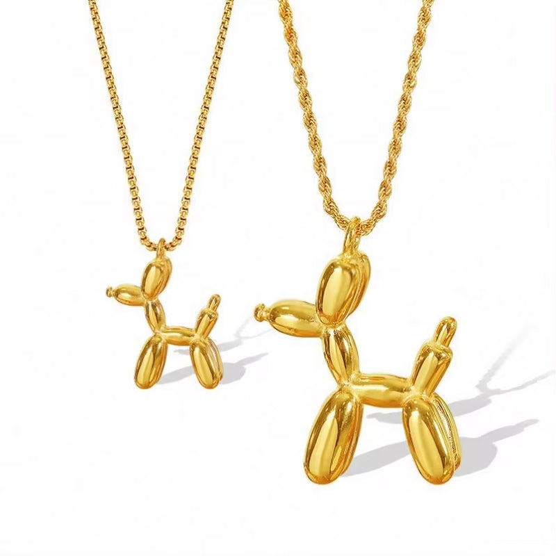 JEWELRY XL64-MYL05 Factory Supply Balloon Dog Pendant Necklace Stainless Steel Zodiac Dog Sweater Chain for Women My Store