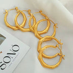 JEWELRY EH190 Wholesale Bamboo Hundred Matching Bone Earrings Stainless Steel 18K Gold Plated U Shaped Trendy Earrings My Store