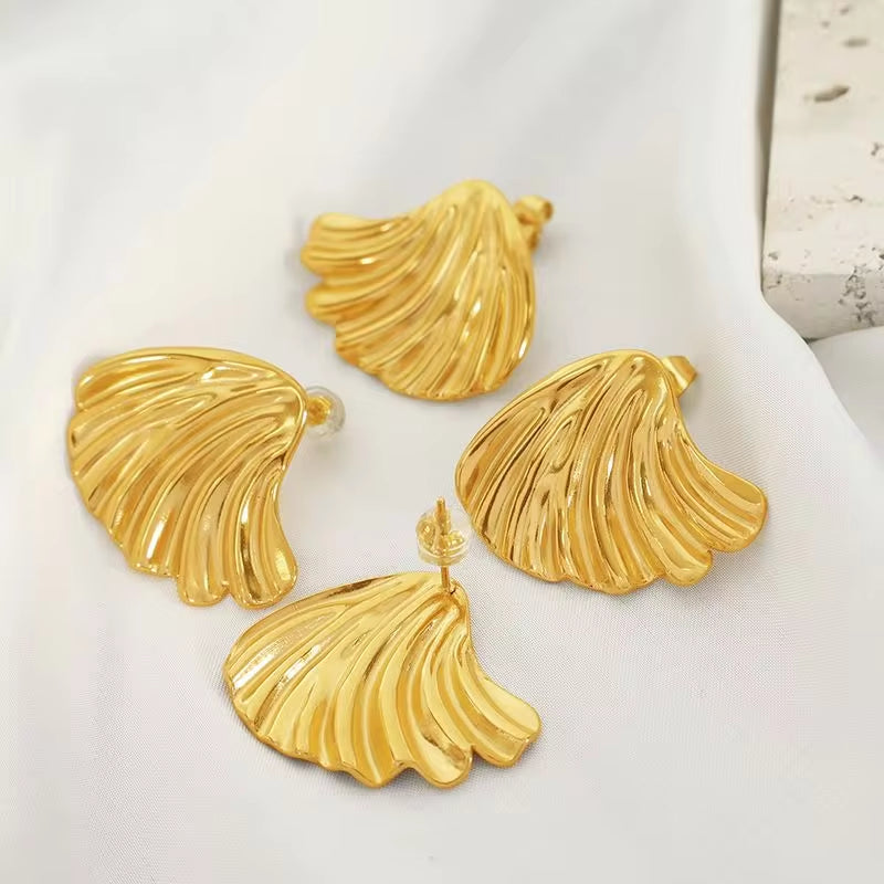 JEWELRY EH169 Fashion Simple Earrings Gold Wave Earrings Personality Exaggerated Temperament Earrings My Store
