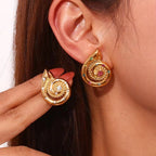 New Design Conch Stud Earrings Colorful Zircon Earring 18K Gold Plated Stainless Steel Jewelry My Store