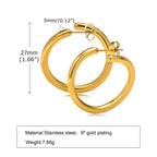 Popular Gold Plating Smooth Circle Earrings Chic Fade Never Fade Stainless Steel round Circle Hoop Earrings My Store