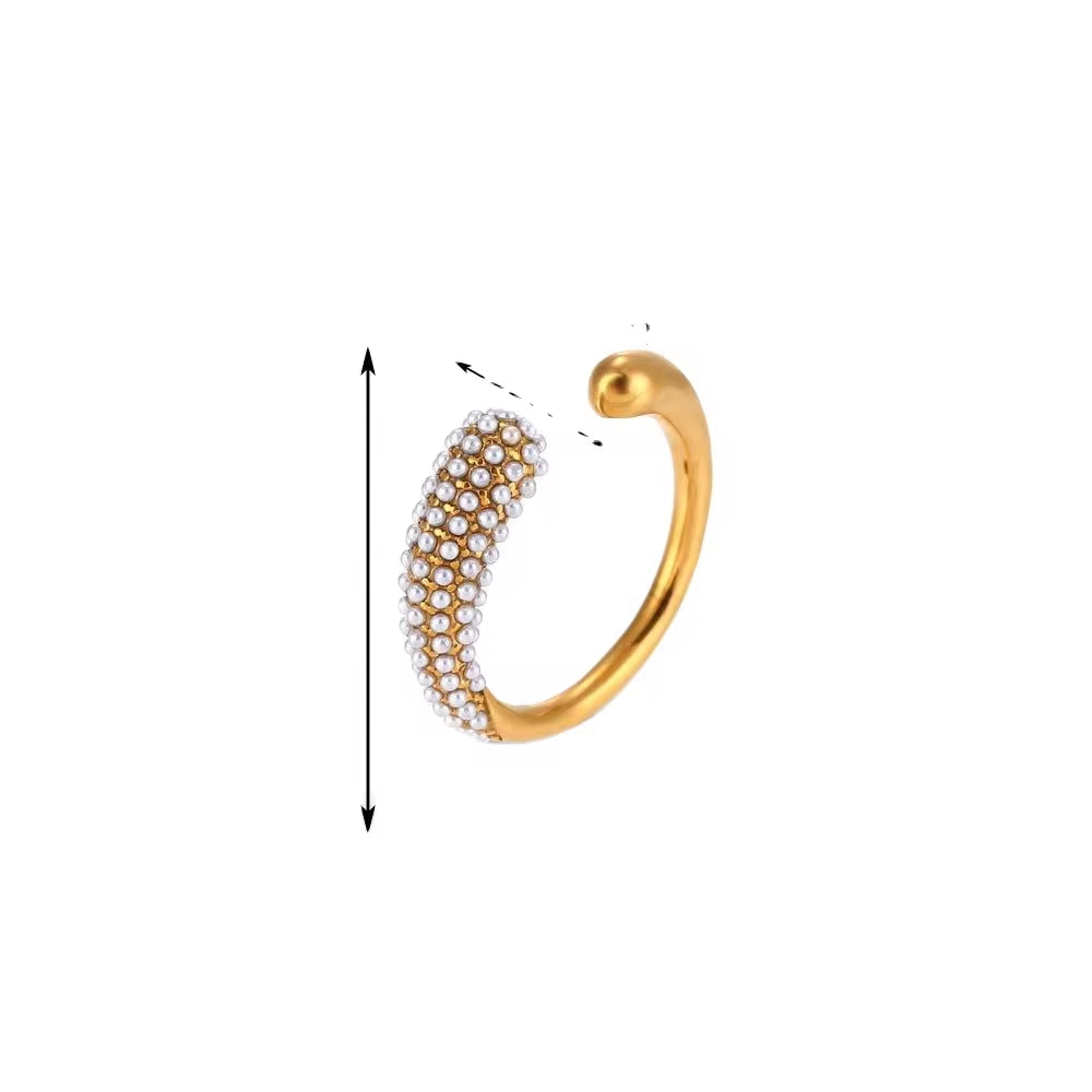 Wholesale Fine Jewelry 18K Gold Plated Stainless Steel Cz Diamond Finger Ring Gold Weeding Band Ring Adjustable Open Ring My Store