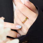 Stainless Steel 18K Gold Plated Colorful Zircon Personality Ring for Women My Store