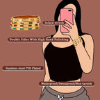 18K Gold Plated Green Cubic Zirconia Bezel Setting Dainty Stainless Steel Bangles for Women as Gift My Store