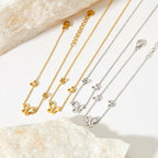 Ins Thin Chain Gold Plated Stainless Steel Three Butterfly Shape Hollow Zircon Necklace My Store