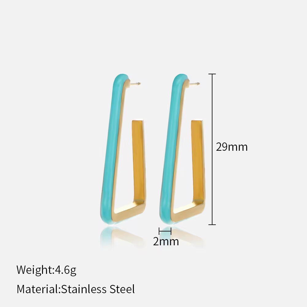 Vintage Blue Oil Dripping U-Shaped Geometric Open Earrings Stainless Steel Jewelry Gift Stud Earrings for Women My Store