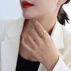 Tongling Stainless Steel High Texture Watch Chain Ring 18K Gold Ladies Index Finger Rings Titanium Jewelry My Store