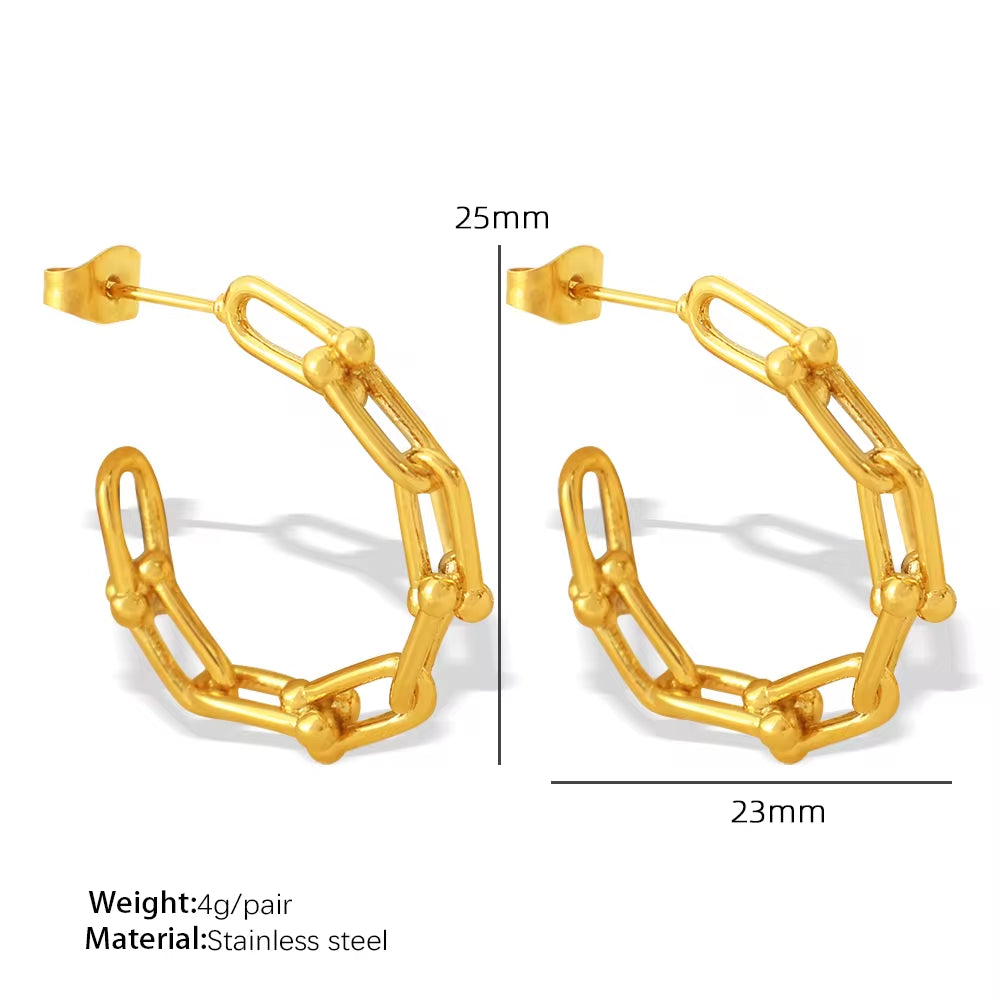 JEWELRY EH218 French Horseshoe Chain Design Earrings C Shaped Earrings Hundred Earrings Women My Store