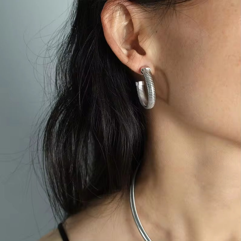 JEWELRY XL34-SZ08-EH34 Fashion Threaded Wide Face Retro Bracelet Stacking Personalized Metal Snake Necklace Earrings My Store