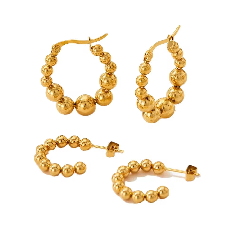 Hot-Selling Jewelry New round Steel Ball Earrings Earrings European and American Fashion Creative Women'S Earrings My Store