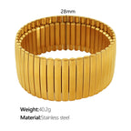 JEWELRY SZ56-7 the Newest Stainless Steel Stretch Band Stretch Band Rally Bracelet Wide Bracelet 18K Gold Plated My Store