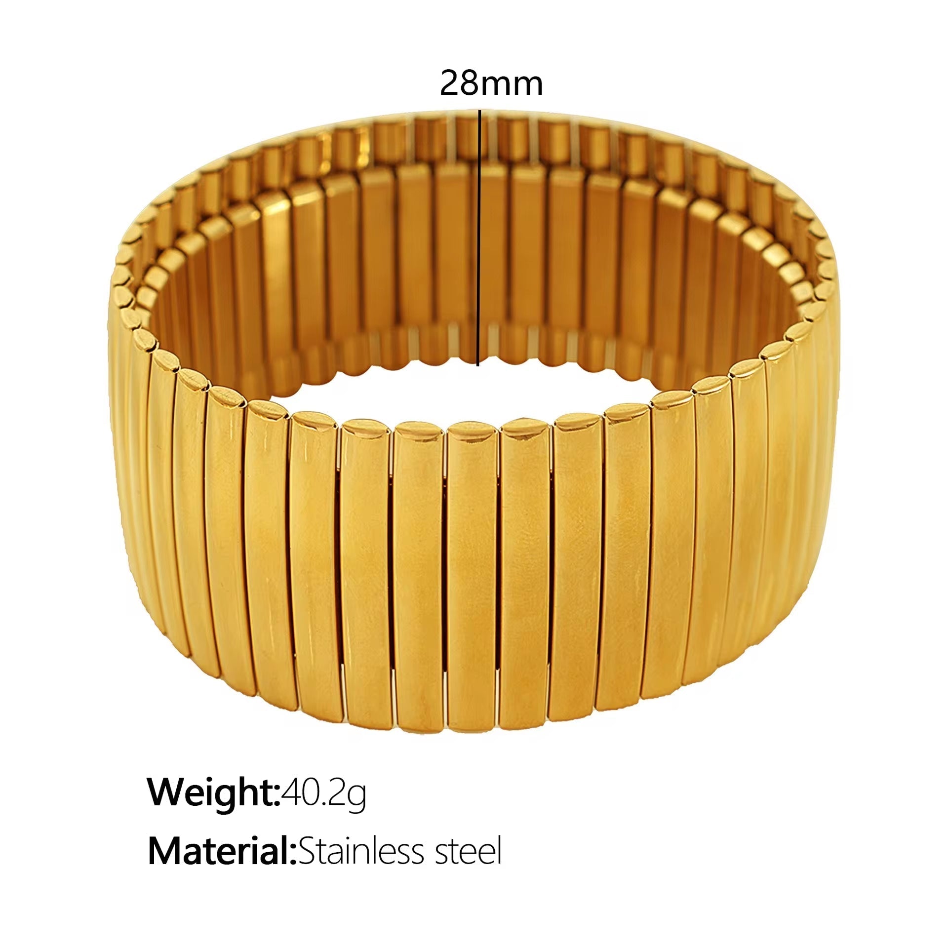 JEWELRY SZ56-7 the Newest Stainless Steel Stretch Band Stretch Band Rally Bracelet Wide Bracelet 18K Gold Plated My Store
