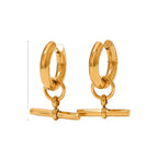Fashion 18K Gold-Plated Stainless Steel T-Bar Pendant Earrings Women'S Fashion Earing Accessories Jewelry Making My Store