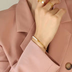 Stainless Steel Beaded Elegant Splicing 18K Gold Plated Pearl Figaro Chain Bracelet My Store