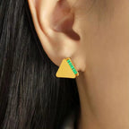 JEWELRY EH159 Pretty Design Hong Kong Style Earrings Simple Green Striped Acrylic Triangle Earrings My Store