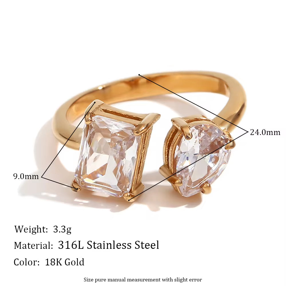Water Drop Zircon Rings Shining Gold Plated Jewelry Valentine Couple Jewelry Stainless Steel Rings My Store