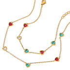 Luxury Jewelry Stainless Steel Chain Chocker Heart Zircon Pendant Necklace My Store