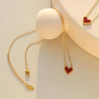 Elegant Stainless Steel Red Heart Pendant Necklace Titanium Steel Acrylic for Women Jewelry My Store