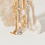 Stainless Steel Twist Chain Pearl Necklace OT Buckle Baroque Freshwater Pearl Twisted Chain Necklace Women My Store