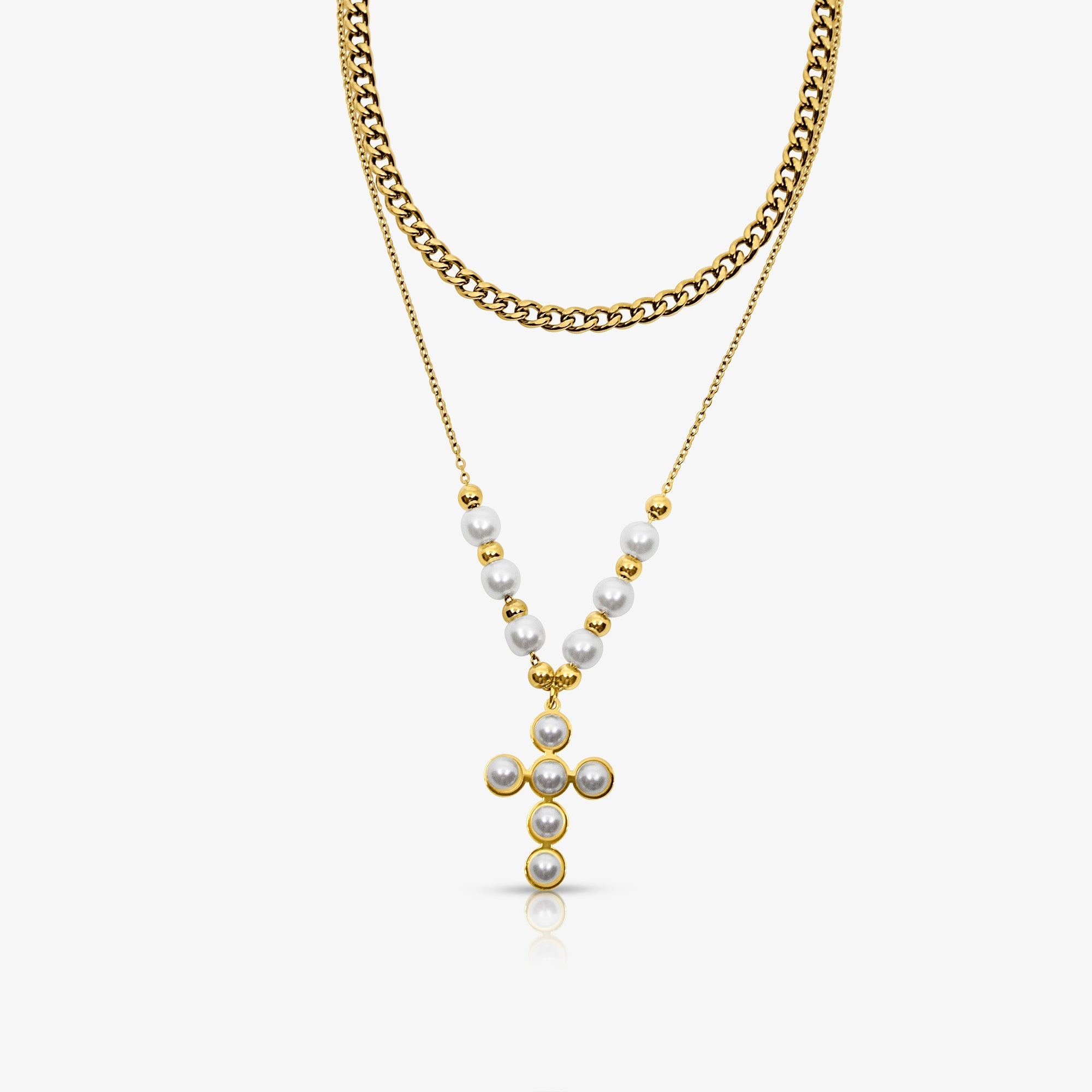 Pearly Blessing Cross Necklace Xiha