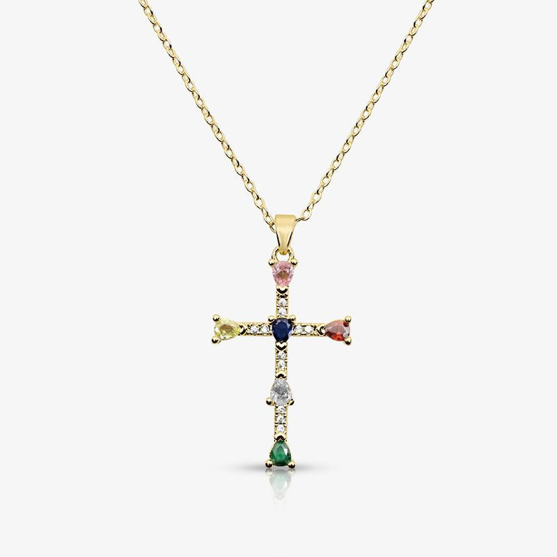 Rainbow Blessings Cross Necklace Nicole