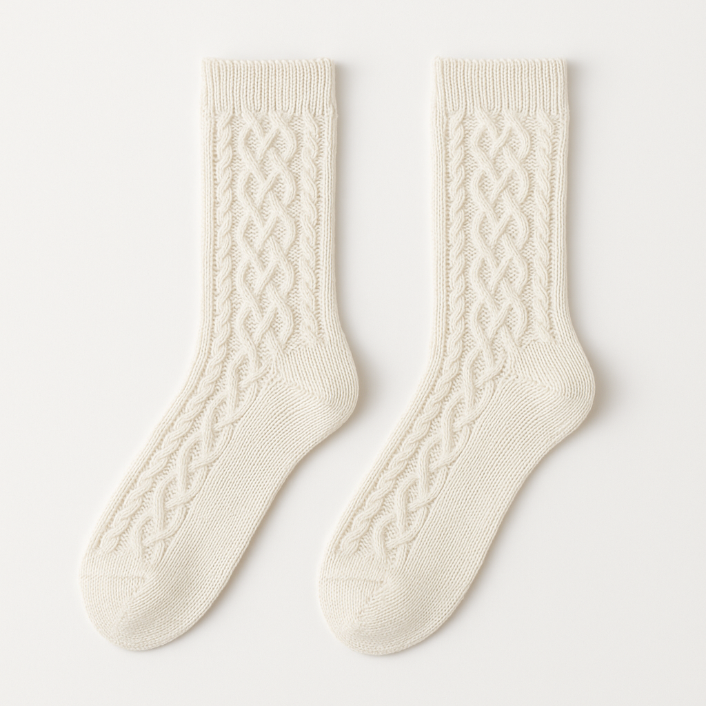 Cozy Knit Pattern Crew Socks Lina